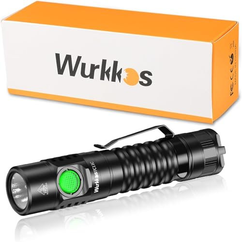 Wurkkos FC11C LED Torch, Super Bright LED Flashlight, 1300 Lumens, 4000K Light, 90CRI, 519A Lamp Bead USB C Rechargeable Torch, EDC Rechargeable,USB-C 5000 mAh