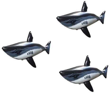 HOOTNEE 3stücke Aufblasbares Hai-Spielzeug Für Pool Großes Leichtes PVC-Wasser-Spielzeug Für Strand Und Schwimmparty-Dekoration Lustiges Schwimmtier Für Tierliebhaber