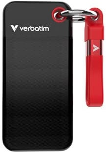 Verbatim Pocket SSD, 1 TB, externe Festplatte, portable Solid State Drive USB 3.2 Gen 2, für Mac, PC & Spielekonsole, Schwarz/Rot