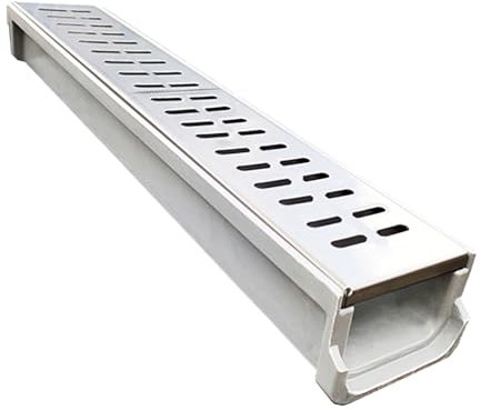 Dailify Entwässerungsrinne 1 Stück U-Drain mit Edelstahlplatte, Abwasserrohr/Abdeckung für Terrasse Deck Beton Boden, Küche Dusche Garten Grabenentwässerungssystem(25 x 20cm (9 7/8 x 7 7/8))