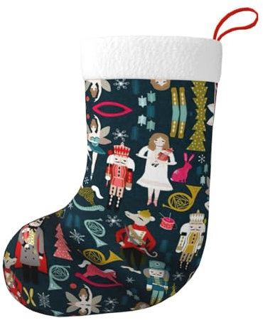 NBRIEU Nutcracker Christmas Stocking for Women Ballet Pattern Family Decoration Hanging Ornament for Christmas Party Black One Size Black One Size Black One Size, Black/White, talla �nica