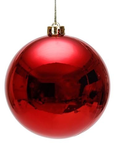 Queenbox 7,87 Zoll Weihnachtskugel Ornamente, dekorative Weihnachtskugeln, große hängende Plastikkugeln, glänzende Christbaumkugeln für die Innen- und Außendekoration zu Hause, Rot