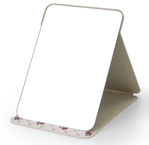 WISYOK Reisespiegel Klappbar, 25x18cm, Muster PU-Leder, Abgerundete Ecken | Tischspiegel mit Mehrfach-Standwinkel, Klappspiegel, Super HD Schminkspiegel, Handspiegel für Reisen, Zuhause, Make-up