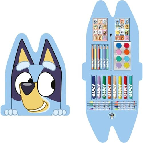 CERDÁ LIFE'S LITTLE MOMENTS Bluey Schreibwaren-Set – kreatives Schulset mit personalisierbarem Design, ideal für Kinder, Kunst und pädagogische Aktivitäten, Bluey, Talla única, Lizenzprodukt