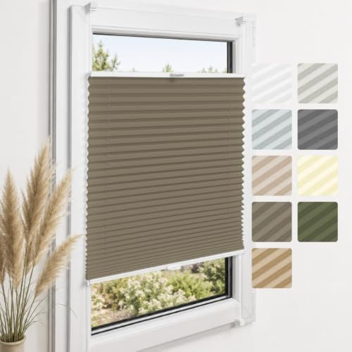 Home-Vision Premium Plissee ohne Bohren Klemmfix Chocolate B60 x H100cm | Faltrollo Easyfix Klemmträger Verdunklung Blickdicht Sonnenschutz Jalousie für Fenster & Tür