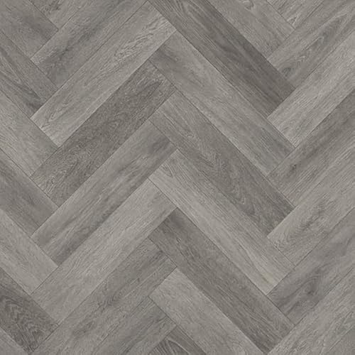 Anthracite Grey Wood Effect Herringbone Anti-Slip Vinyl Flooring For Contract Commercial Use, 2.6mm Thick Vinyl Sheet, 15 Years Warranty-4 X 2mt
