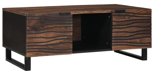 vidaXL Couchtisch Braun und Schwarz 100 x 54 x 40 cm, Stylischer Couchtisch, rechteckig aus Mango-Holz, rustikales Design, viel Stauraum, Matte Oberfläche