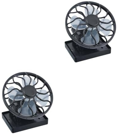 UKCOCO 2 Piezas Ventilador Solar Portátil Negro para Oficina y Hogar Ventilador Energía Solar de Energía Enfriador de Aire Ecológico con Pinza para Instalación