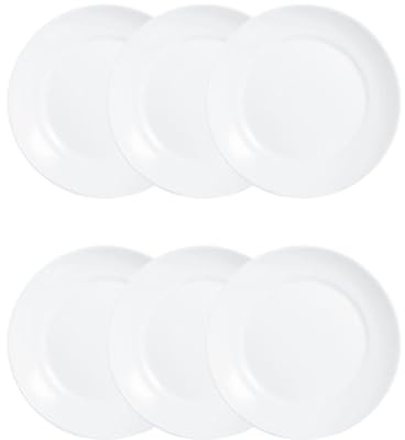 Luminarc Set de 6 platos postre Apy de vidrio opal 18 cm | Blanco, Vidrio opal, formato redondo, acabado brillo, 18 cm, 6 piezas, apilable, apto para microondas
