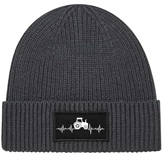 NIMAMA Mütze Beanie HeartBeart Traktor Strick Wintermütze Statement Lustiger Spruch Unisex Strickmütze für Herren & Damen