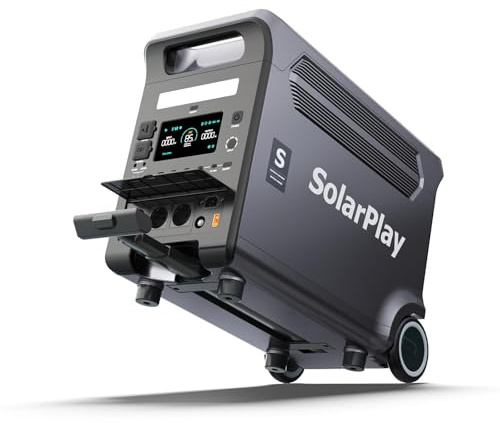 SolarPlay Q3600 Station d'énergie Portative 3840Wh, Générateur Solaire 3600W (7200W Crête) avec 3 x CA 230V, Batterie LiFePO4, Charge Rapide 1.5h, Backup Maison, Camping-car et Voyage