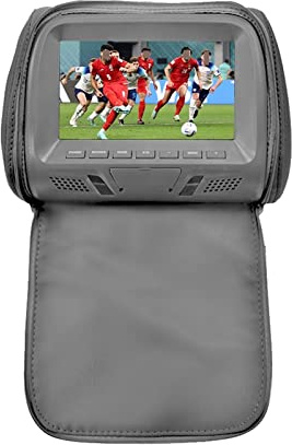 LBNVBC Universel 7 Pouces Appui-Tête De Voiture MP4 Oreiller Moniteur Lecteur Multimédia avec Adaptateur Prise Briquet USB SD MP5 FM Haut-Parleurs SH7038-P5(707-Gray-C)