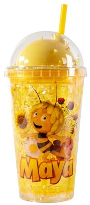 power gift Maya 3 Gobelet avec couvercle et paille Réutilisable Double paroi Couvercle à visser anti-fuite Gobelet à eau minérale pour fruits et jus de fruits sous licence officielle MSHC3EN