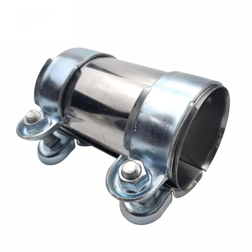 Exhaust Clamp Pipe Connector, 50mm X 125mm Stainless Steel Car Exhaust Pipe Clamp Muffler Connecting Pipe, with 2Pcs Clamp, Suitable for Most Vehicles
