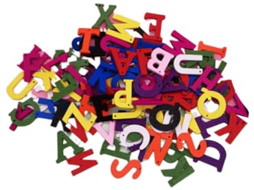 Bunte Holzstücke Buchstaben 200 Stück mit Loch Geschenkideen