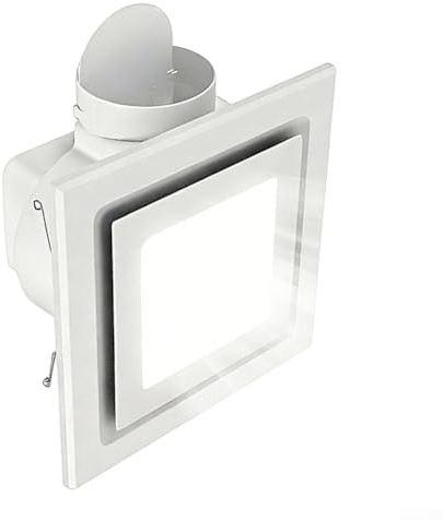 Quiet Bathroom Exhaust Fan with Integrated LED Light, Whisper-Quiet 0.9 Sones Operation, Powerful Steam and Moisture Removal for Bathrooms(10-inch)