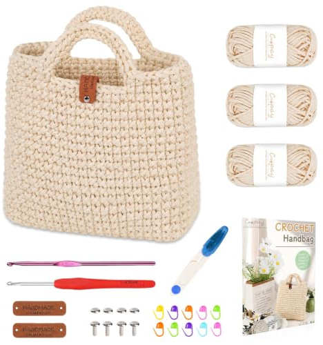 Chingcoo Häkelset für Anfänger - Crochet Set mit Häkelnadel 4,5mm Strickanleitung 5mm Dicke Wolle zum Handmade Taschen Häkeln Geschenke für Freunde und Bastelbegeisterte