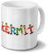 printplanet Tasse mit Namen Kermit - Motiv Holzbuchstaben - Namenstasse, Kaffeebecher, Mug, Becher, Kaffeetasse - Farbe Weiß