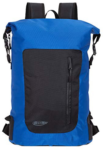 Bestway Roll Top Rucksack aus Plane Backpack Driver Herren & Damen Tagesrucksack Freizeitrucksack + Trinkflasche (Blue 0500)
