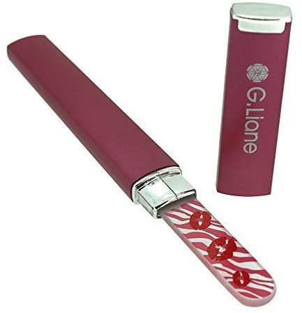 G.Liane Premium Glass Nail File with Case Professional Crystal Fingernail Files Perfect Manicure Set for Women Men Kids Nail Care Gift Set(Pink)