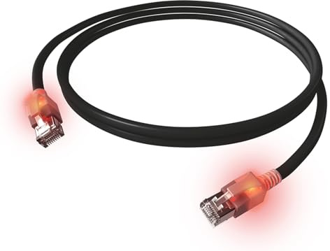 EasyLan DualBoot LED Patchkabel RJ45 S/FTP Kat.6A (Class EA), mit saCon Stecker, LSOH, schwarz, 1 m