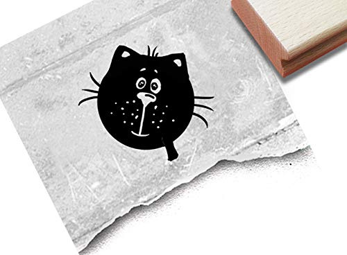 Stempel Tierstempel KATZE, Kater Kurt - Kinderstempel Geschenk für Kinder Kita Kinderzimmer Schule Einschulung Schultüte Basteln - zAcheR-fineT (groß ca. 25 x 29 mm)