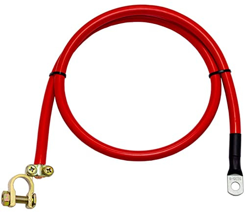 Lumonic 1m Batteriekabel Massekabel mit 50mm² Querschnitt rot - KFZ Stromkabel mit Rohrkabelschuh M8 + Polklemme - DIN zertifziertes isoliertes Kupferkabel