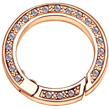 Quiges Clip Ring Carrier Rose Gold 22 mm Stainless Steel Connector with Zirconia Crystals for Necklace and Coin Pendant