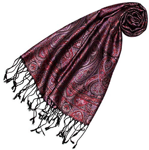 Lorenzo Cana Luxus Seidenschal für Frauen Schal 100% Seide gewebt Damenschal elegant Paisley Muster Weinrot 78641