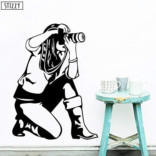 Wandtattoo Kamera Mädchen Wandtattoo Vinyl Aufkleber Fotograf Home Decoration Schlafzimmer 57X61Cm