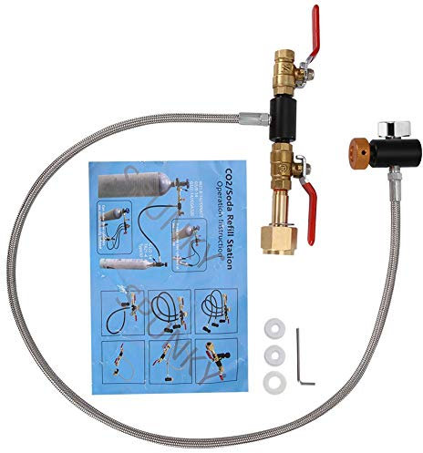 JULYKAI Adaptateur de Recharge de CO2 avec Tuyau, Adaptateur de Recharge de Bouteille de CO2 G1/2 avec Tuyau pour remplir l'adaptateur Rechargeable du réservoir Sodastream (36avec jauge)