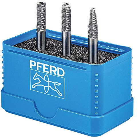 PFERD HM-Frässtift-Set, 3-teilig, Zahnung MICRO, Schaft-ø 6mm, Frässtift-ø 6mm, 21901306 – für die Feinbearbeitung auf nahezu allen Materialien bis 68 HRC