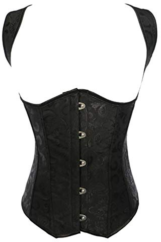 DISSA Corset Femme Sous Poitrine Acier Bretelles,Noir,40