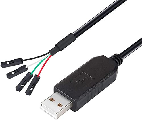 DTech USB zu TTL Serielles 3,3 V Adapterkabel TX RX Signal 4 Pin 0,1 Zoll Pitch Buchse PL2303 Prolific Chip Windows 10 8 7 XP Vista (1 m, Schwarz)