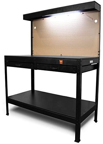 WEN WB4723T 48-Inch Workbench with Power Outlets and Light, Black