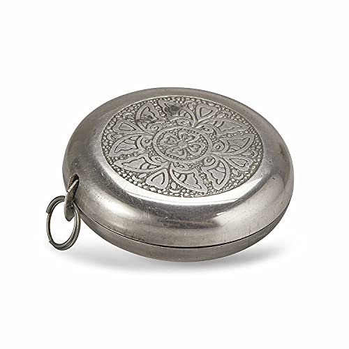 LOBERON Maßband Jesolo, Elegante Floralprägung, Zoll- und Zentimeter-Skala, 2m Länge, Vintage-Charme, Schreibwaren, Messing, Eisen, antiksilber