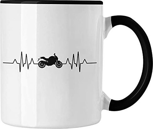 Trendation - Motorradfahrer Geschenk für Männer Motorrad Tasse mit Spruch Kaffeetasse Biker Herren (Schwarz)