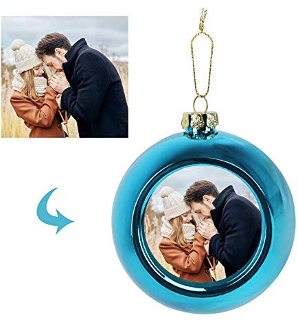 Weihnachtskugel mit Foto, Christbaumkugeln, personalisiert Weihnachtskugeln mit Bild, 6cm Fotoweihnachtskugel für Baumschmuck, Weihnachtsbaum, Weihnachtsdeko, Basteln, Weihnachten Foto Geschenk