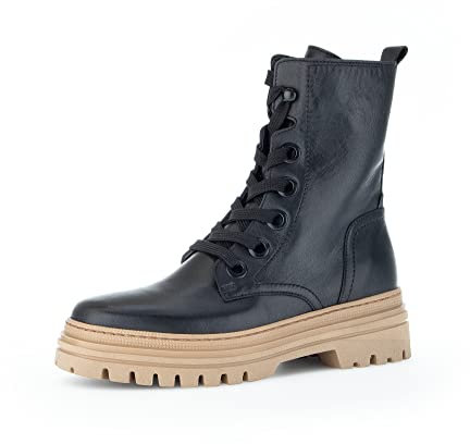 Gabor Damen Combat Boots, Frauen Stiefeletten,Wechselfußbett,Best Fitting,Kurzstiefel,uebergangsschuhe,schwarz(Caramel),42 EU / 8 UK