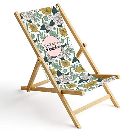 Ferocity Chaise Longue Pliable en Bois Fauteuil de Plage Pliant en hetre Classique Lit de Plage Azalie and Roses [119]