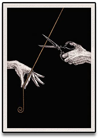 ZONJEE Faden des Lebens Antike griechische Mythologie Kunstdruck Leinwand Gemälde Poster Wandkunst Schwarz-Weiß-Bild Dark Academia Decor (Color : A, Size : 60X90cm No Frame)