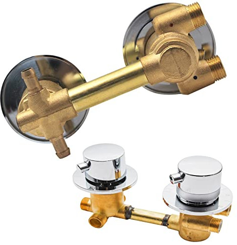 2/3/4 Voies Mitigeur Thermostatique Robinets De Douche,Laiton Douche Robinet Cabine aves Cartouche Céramique,Mitigeur Cabine De Douche Entraxe 10cm,G1/2,Argent (intubation, 2 voies)