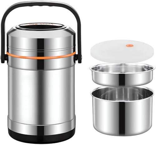 LANMOU Boite Alimentaire Isotherme, 2L Boite Repas Isotherme, Thermos Alimentaire Chaud en Inox 316, sans BPA, 10h Chaud/Froid, Anti-Fuite, Thermos lunch box pour Ecole, Bureau, Camping