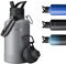 Exllena 2 Liter Edelstahl Wasserflasche, doppelt isolierte Wasserflaschen mit zwei Deckeln und schützendem Silikonstiefel, Paracord-Griff, praktisch zu tragen, Grau