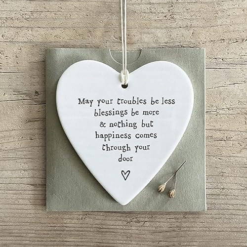 East of India Porcelain Heart Happiness Comes through Your Door Keepsake Gift