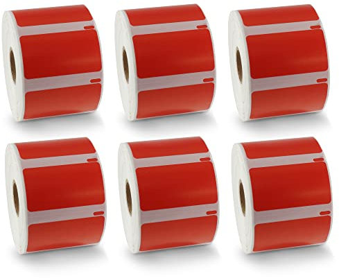 BETCKEY - 6 Rollen Rot Mehrzwecketiketten Kompatibel mit DYMO 11354(S0722540), 57mm x 32mm, 6000 Farbige Etiketten für LabelWriter 450, 4XL NICHT passend 550 oder 5XL