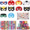 Mooshy Superhelden Masken Set für Kinder - 10 Filz Masken, 12 Armbänder, 4 Aufkleber - Batman Maske für Cosplay und Party Maskerade