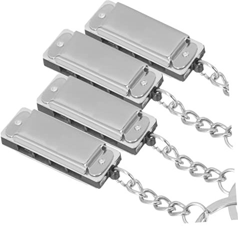 BESPORTBLE 4 Stück Flöte Für Kinder Rucksack Geldbörse Metall Brieftaschen Mundharmonika Schlüsselanhänger Spielzeug Mundharmonika Instrument Liebhaber Schlüsselanhänger Mundharmonika
