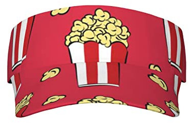 Sport-Sonnenblende mit Popcorn-Aufdruck, verstellbar, leer, Baseball-Sonnenkappe, Golf, Tennis, Visier für Herren und Damen, Schwarz, Einheitsgröße, Schwarz, Einheitsgröße