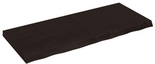 vidaXL Wandregal, Holzregal Regal Handgefertigt mit Baumkante, Wandboard Regalbrett Scharnierdesign, Bücherregal Hängeregal, Dunkelbraun 120x50x(2-6) cm Massivholz Eiche Behandelt